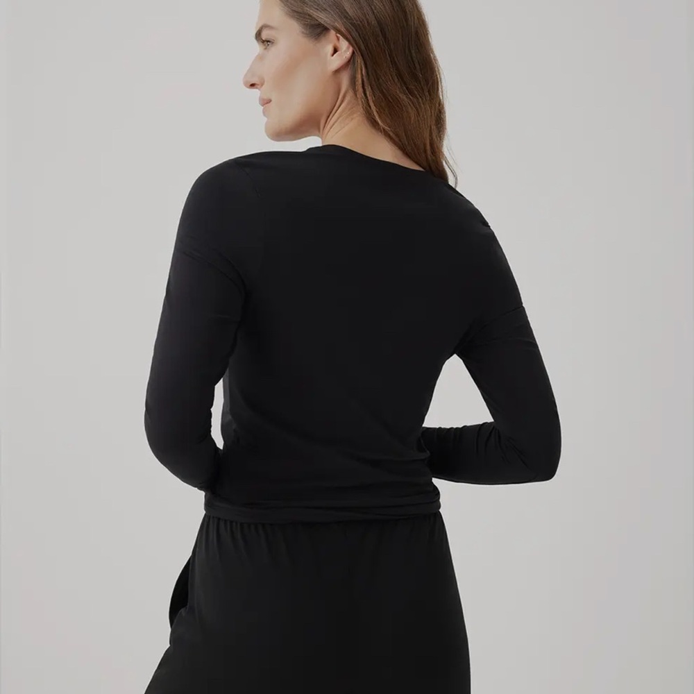 LAST ONE! NWT Pact M Organic Cotton Cool Stretch Simple Long Sleeve Longline Tee - Picture 4 of 4